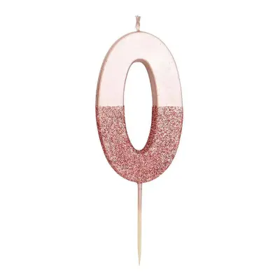 Tårtljus Siffra Roséguld/Glitter - 0 År