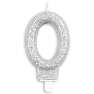 Tårtljus Siffra Silver Glitter Siffra 0