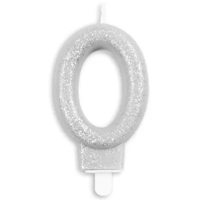 Tårtljus Siffra Silver Glitter Siffra 0