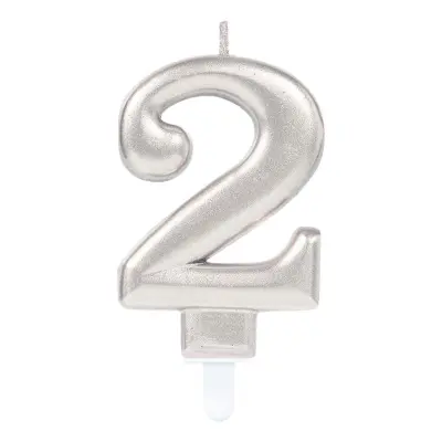 Tårtljus Siffra Silver Metallic - Siffra 2