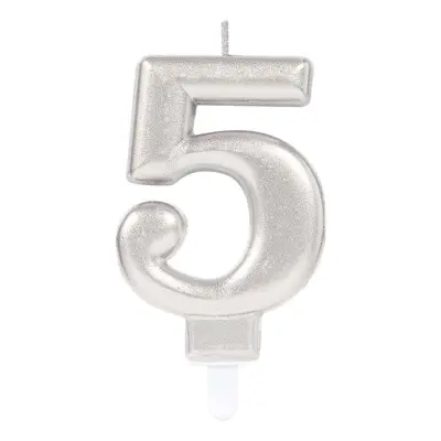 Tårtljus Siffra Silver Metallic - Siffra 5