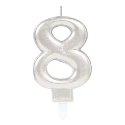 Tårtljus Siffra Silver Metallic - Siffra 8