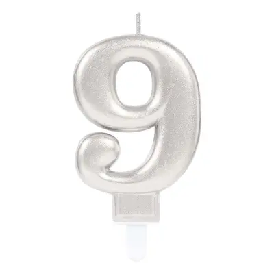 Tårtljus Siffra Silver Metallic - Siffra 9