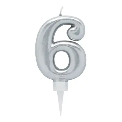Tårtljus Siffra Silver - Siffra 6