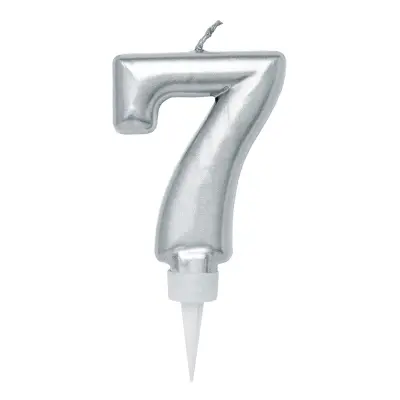 Tårtljus Siffra Silver - Siffra 7
