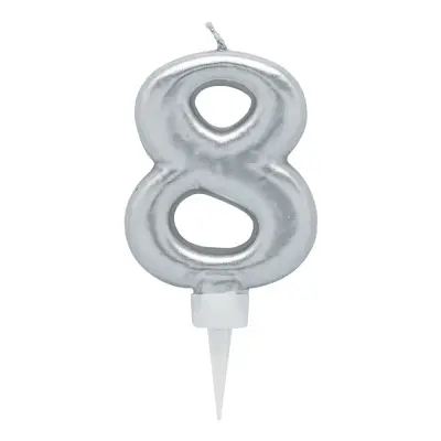Tårtljus Siffra Silver - Siffra 8