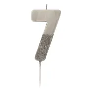 Tårtljus Siffra Silver/Glitter - Siffra 7