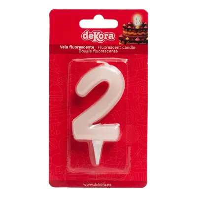 Självlysande Tårtljus - Siffra 2