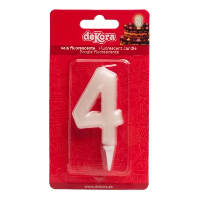 Självlysande Tårtljus - Siffra 4
