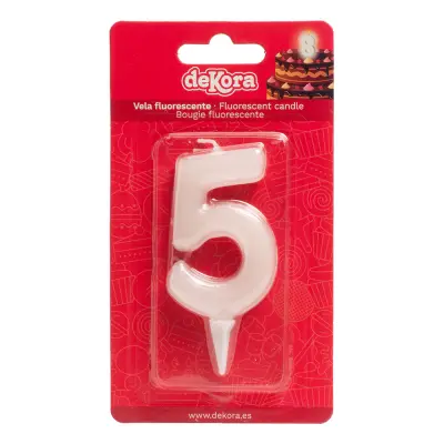 Självlysande Tårtljus - Siffra 5