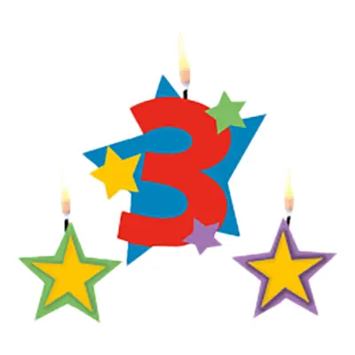 Tårtljus Siffra Stjärnor - Siffra 3