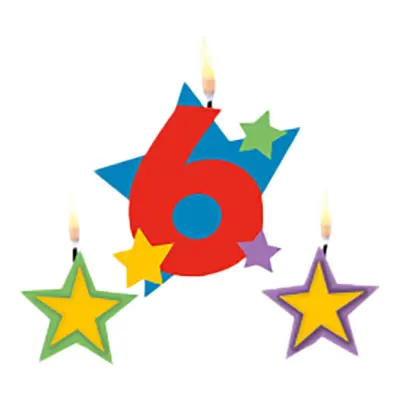 Tårtljus Siffra Stjärnor - Siffra 6