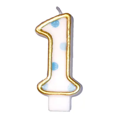 Tårtljus Siffror Blå/Guld - Siffra 1