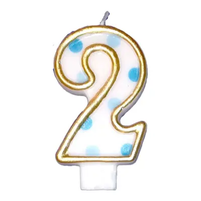 Tårtljus Siffror Blå/Guld - Siffra 2
