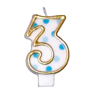 Tårtljus Siffror Blå/Guld - Siffra 3