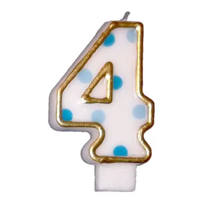 Tårtljus Siffror Blå/Guld - Siffra 4