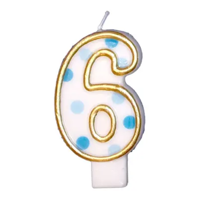 Tårtljus Siffror Blå/Guld - Siffra 6