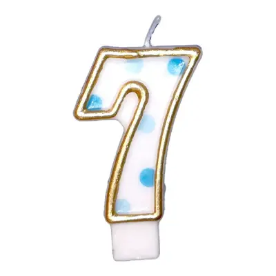Tårtljus Siffror Blå/Guld - Siffra 7