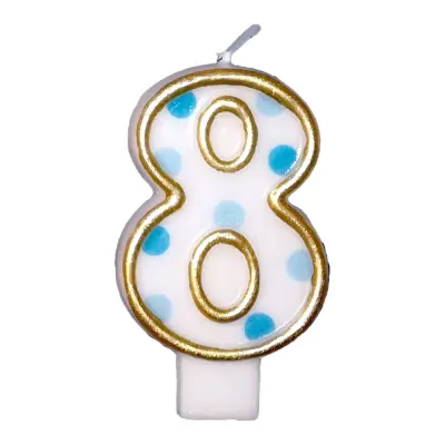 Tårtljus Siffror Blå/Guld - Siffra 8