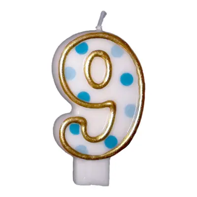 Tårtljus Siffror Blå/Guld - Siffra 9