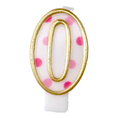 Tårtljus Siffror Rosa/Guld - Siffra 0