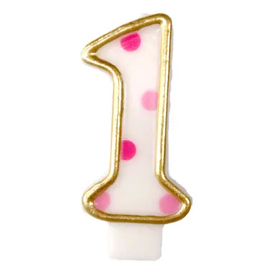 Tårtljus Siffror Rosa/Guld - Siffra 1