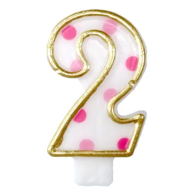 Tårtljus Siffror Rosa/Guld - Siffra 2