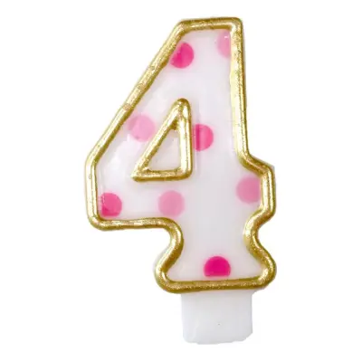 Tårtljus Siffror Rosa/Guld - Siffra 4
