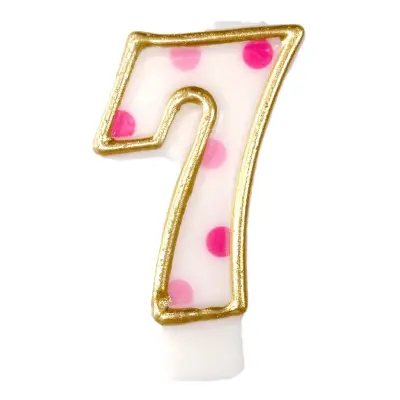 Tårtljus Siffror Rosa/Guld - Siffra 7