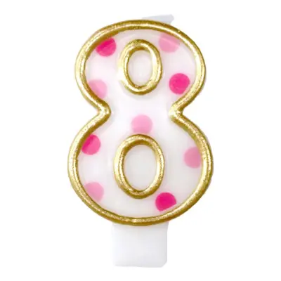 Tårtljus Siffror Rosa/Guld - Siffra 8