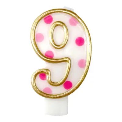 Tårtljus Siffror Rosa/Guld - Siffra 9