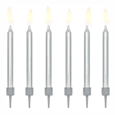 Tårtljus Silverfärgade - 6-pack