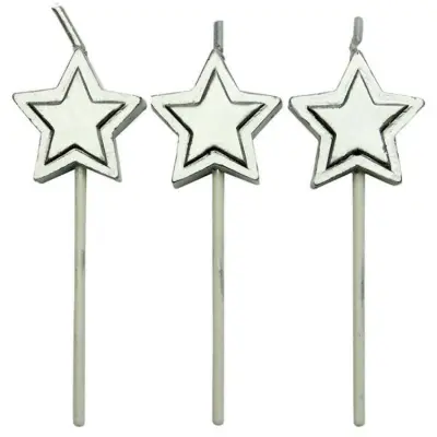 Tårtljus silverstjärnor 8-pack