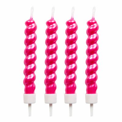 Tårtljus Skruvade Rosa - 8-pack