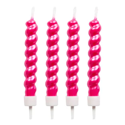 Tårtljus Skruvade Rosa - 8-pack