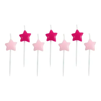 Tårtljus Stjärna Rosa - 7-pack