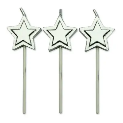 Tårtljus Stjärnor Silver - 8-pack