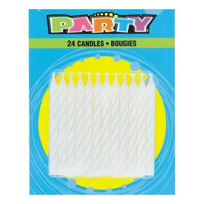 Tårtljus Vita Randiga - 24-pack