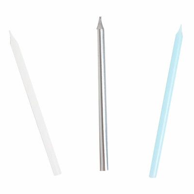 Tårtljus Vit/Silver/Blå - 16-pack