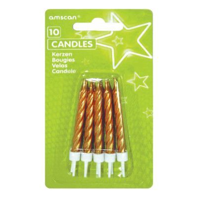 Tårtljus Vridna Guld - 10-pack