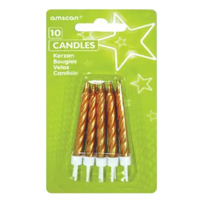 Tårtljus Vridna Guld - 10-pack