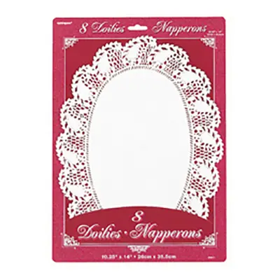 Tårtunderlägg Ovala Vita - 8-pack, 26x35,5cm