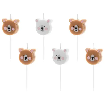 Teddybjörn Tårtljus Brun&Vit 6-pack
