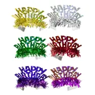 Tiara Happy Birthday Holografiska Flerfärgade - 6-pack