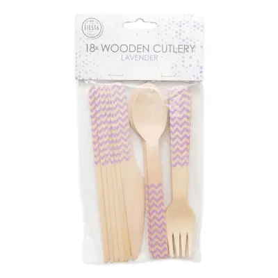 Träbestick Lavender Mönster - 18-pack
