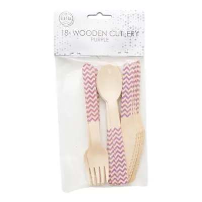 Träbestick Lila Mönster - 18-pack
