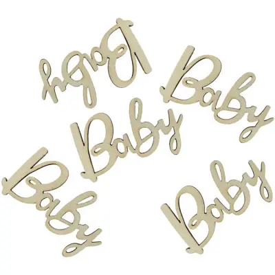 Träkonfetti Bordsdekoration Baby 18-pack