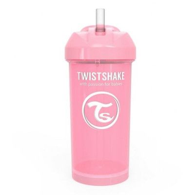 Twistshake sugrörsflaska 360 ml, rosa pastell