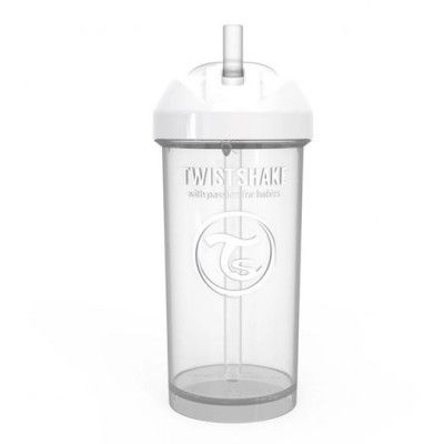 Twistshake sugrörsflaska 360 ml, vit