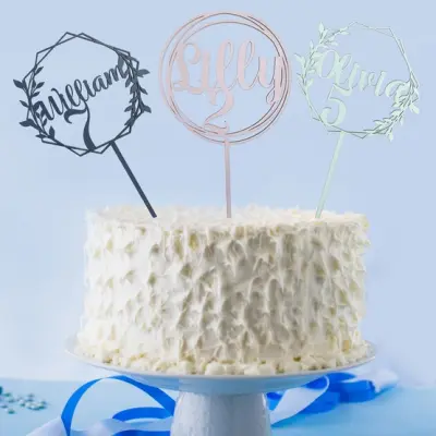 Pyssl Tårtsiffra - Blad - Ljusrosa